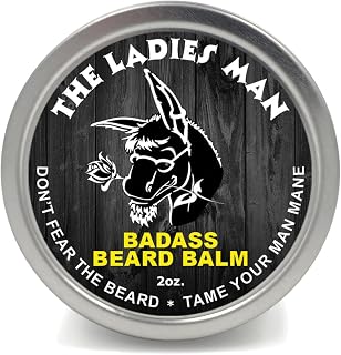Badass Beard Care Beard Balm - The Ladies Man Scent, 2 Ounce - All Natural Ingredients, Soften Hair, Hydrate Skin to Get Rid of Itch and Dandruff, Promote Healthy Growth