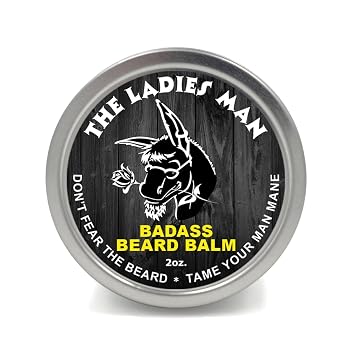Badass Beard Care Beard Balm for Men - Ladies Man Scent 2 oz - Shea Butter Argan Jojoba Beeswax - Lemon Vanilla Orange - Light Hold Beard Conditioner and Beard Softener