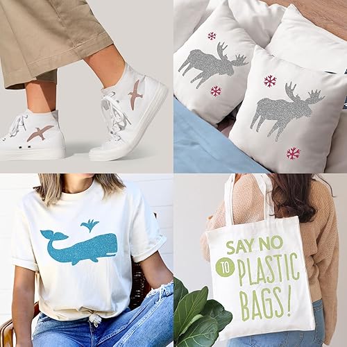 Miniatura 7 de MECCANIXITY Vinilo de transferencia de calor con purpurina para planchar, color azul claro, 12 x 10 pulgadas, para camisetas, bolsas, zapatos,