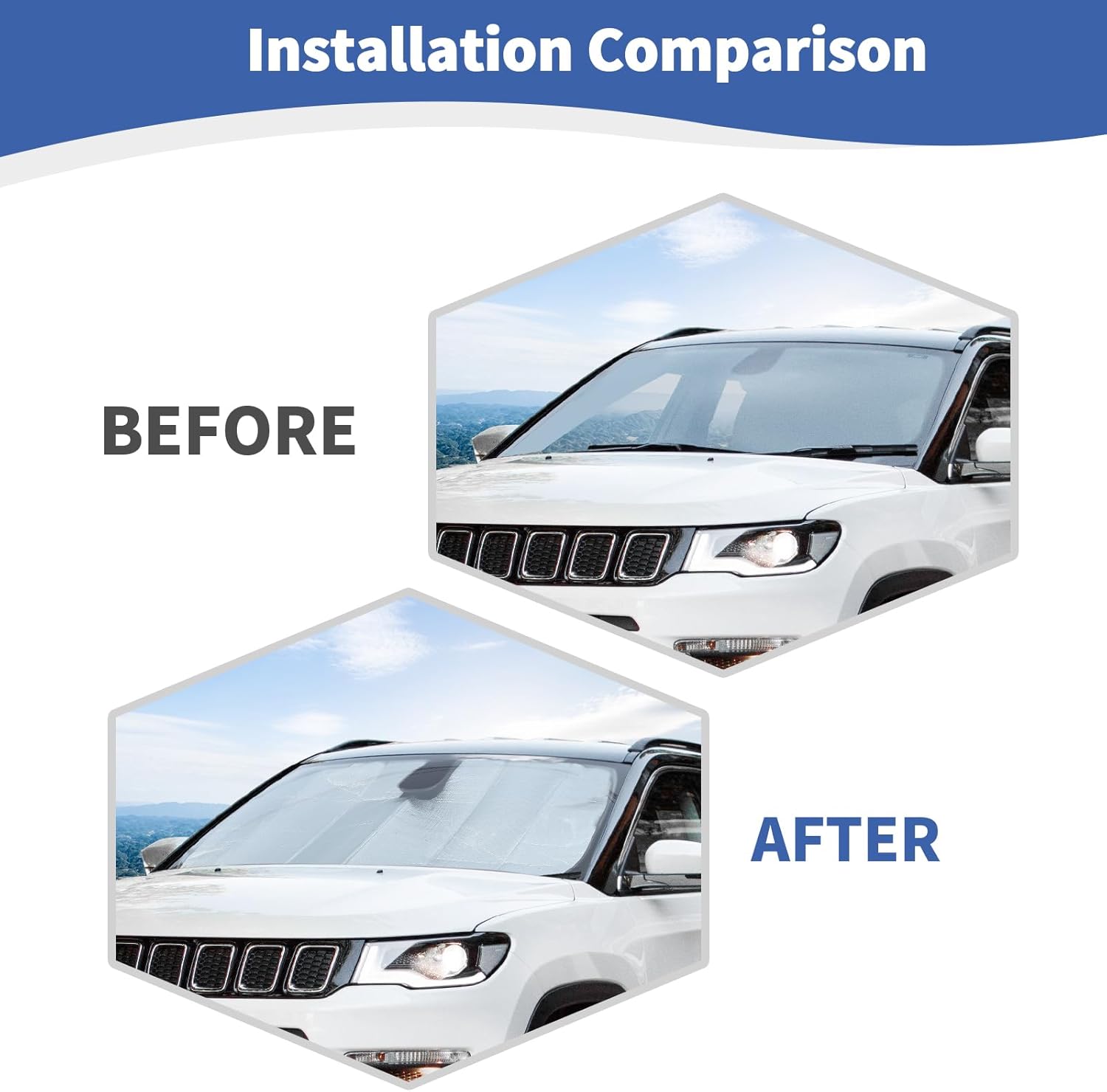 RT-TCZ for Compass Windshield Sun Shade Visor Mat Sunshade for Jeep Compass 2017 2018 2019 2020 2021 2022 2023 up