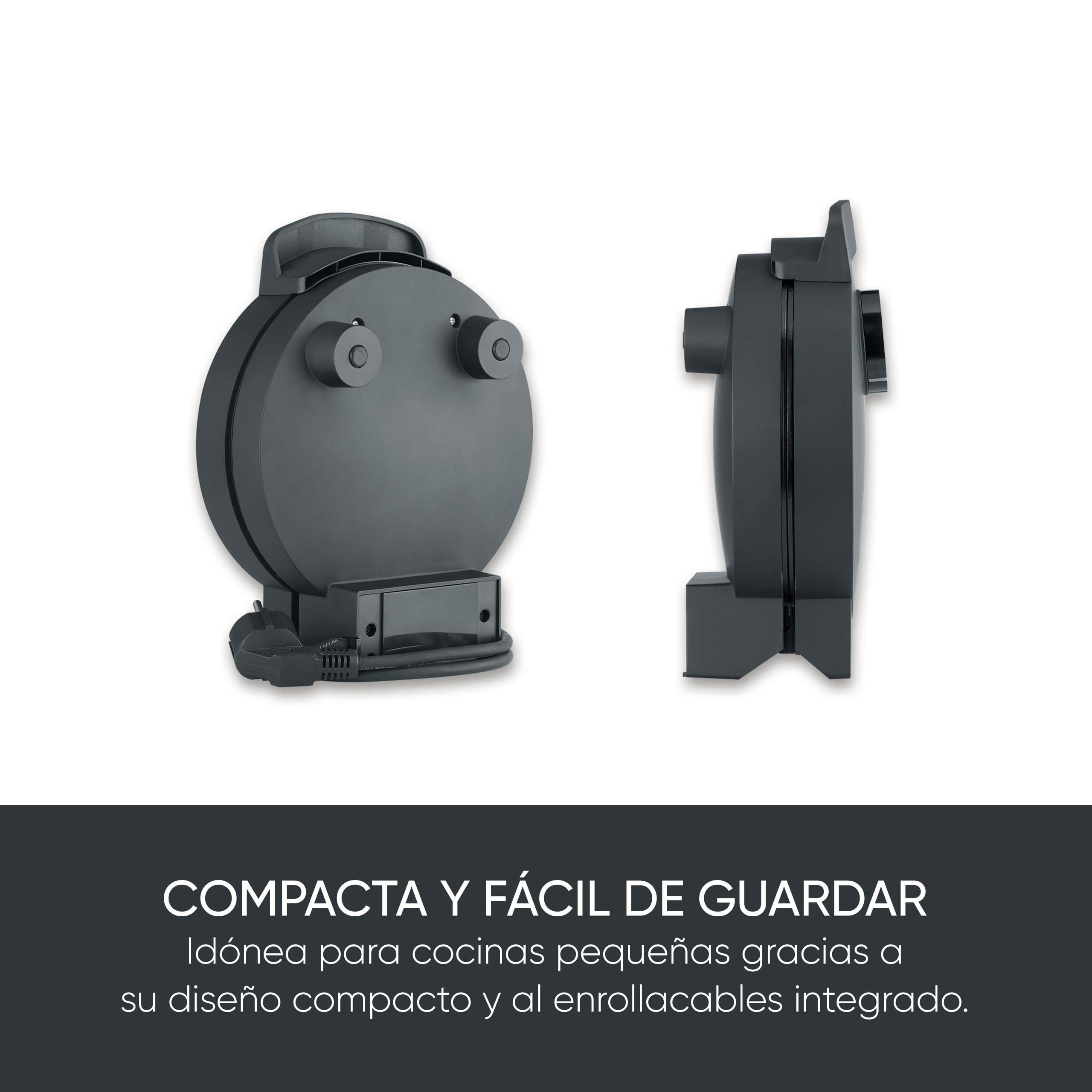 SEVERIN Gofrera Black Line, gofres con forma de corazón, revestimiento libre de PFAS, luz indicadora, práctico enrollador para el cable, 1000 W, negro/acero inoxidable, WA 2117