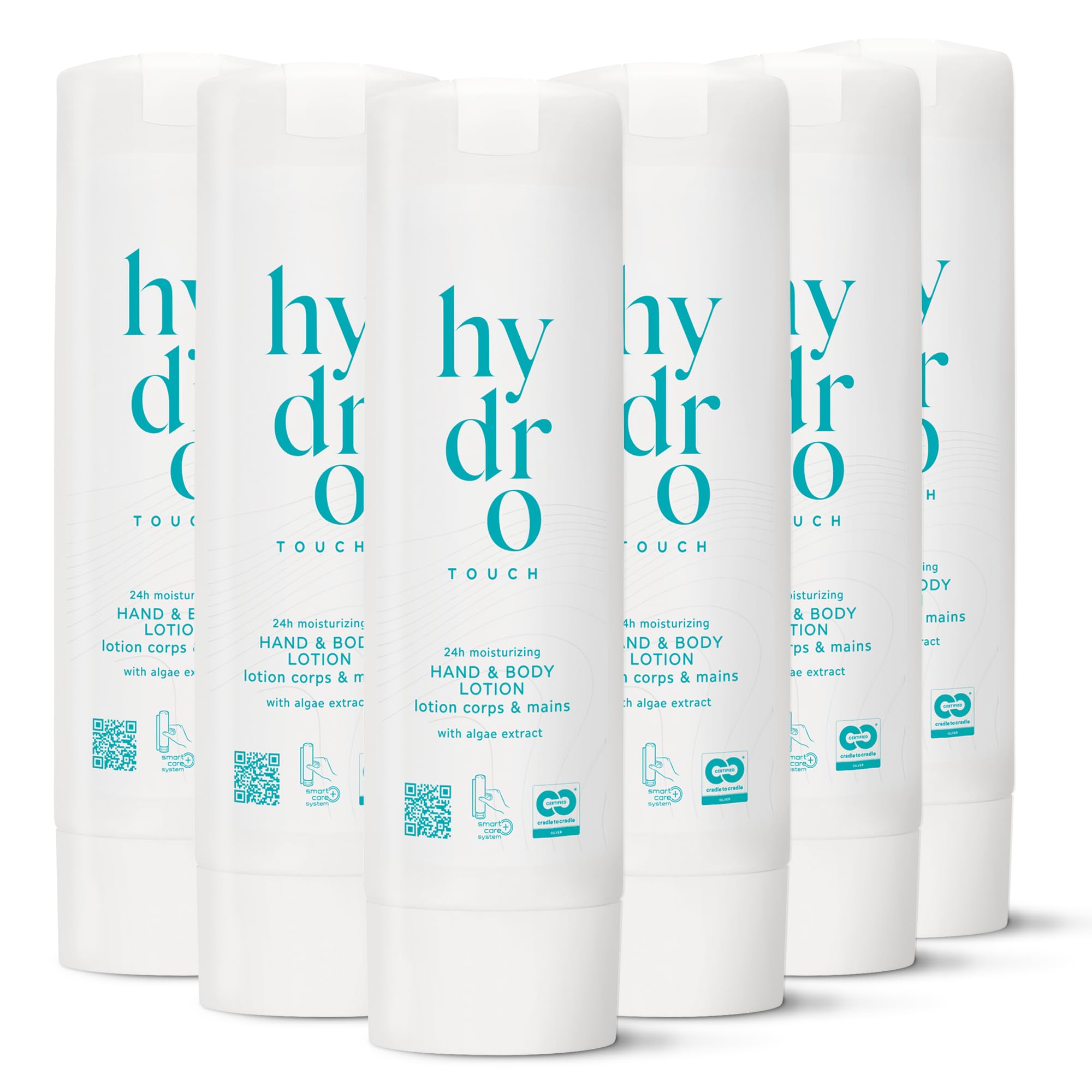 ADA Cosmetics Lotion mains & corps vegan aux minéraux marins et extrait d’algues – soin hydratant revitalisant pour la peau– Hydro Touch – Fabriqué en Allemagne – 6 × 300 ml