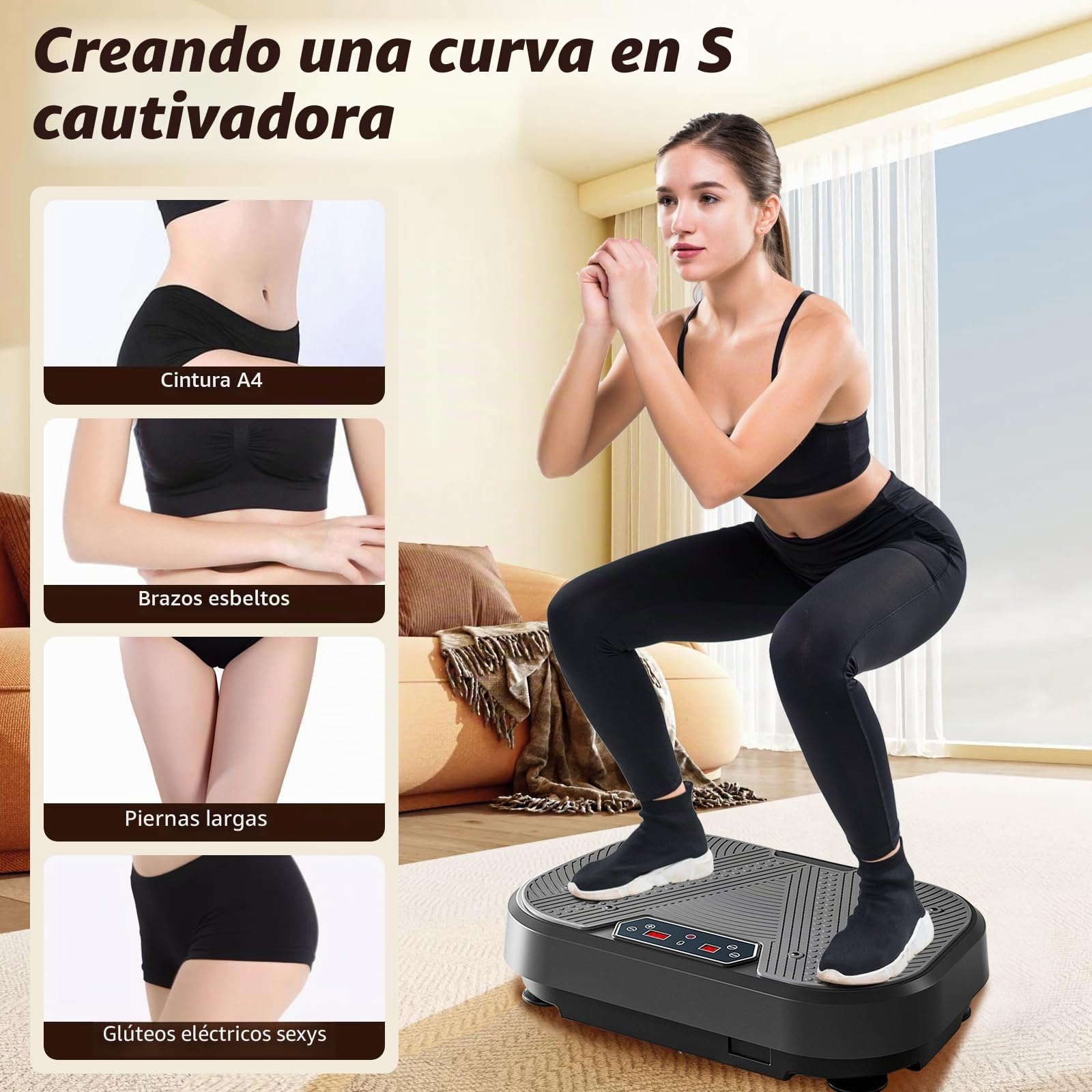 Placa de vibración, Potente Plataforma de vibración, aparatos de Fitness | Para casa, 120 niveles de ajuste de amplitud, 10 modos deportivos, para entrenamiento de cuerpo completo,desarrollo muscular