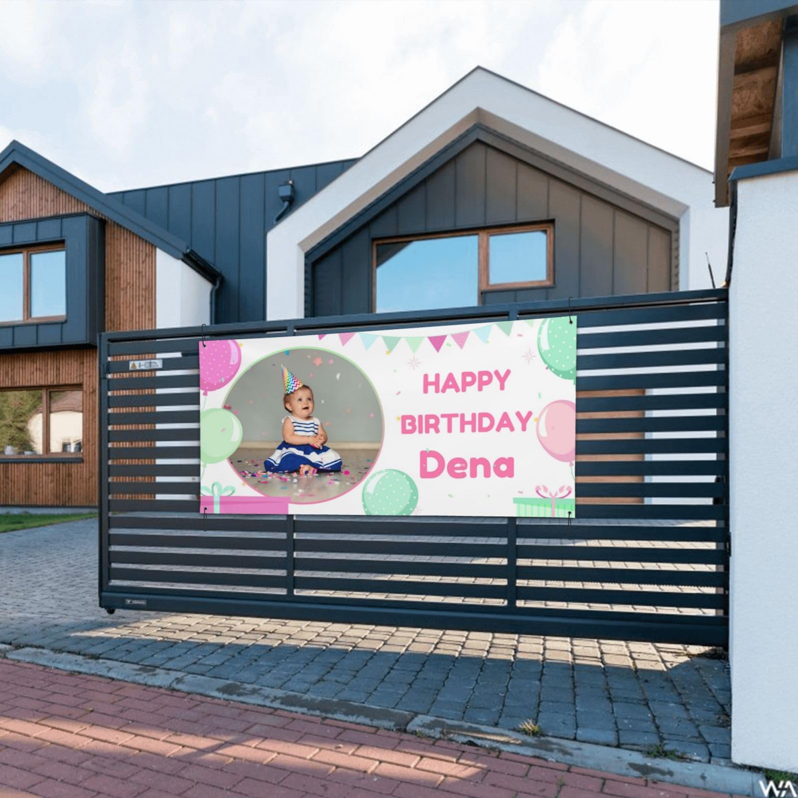 Personalized Happy Birthday Banner - Custom Photo & Text Large Party Backdrop, 71x24 Inches - View #8