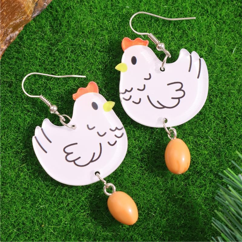 Funny Chicken Egg Earrings for Women Cute Animal Acrylic Dangle Drop Earrings Lightweight Novelty Jewelry - Image 5