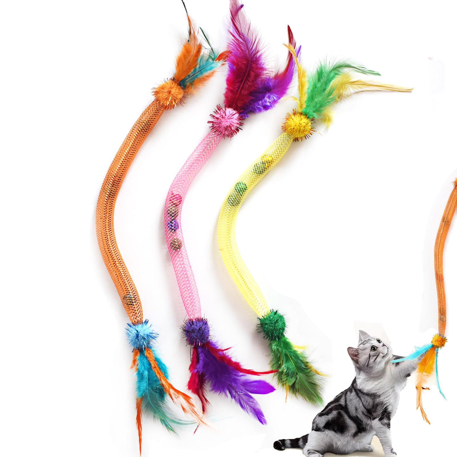 Interactive Cat Toys, 3 PCS Chew Stick Cleaning Teeth Interactive Kitty Toys, Kitten Essentials, Birthday Gift for Indoor Cats and Kittens (A)