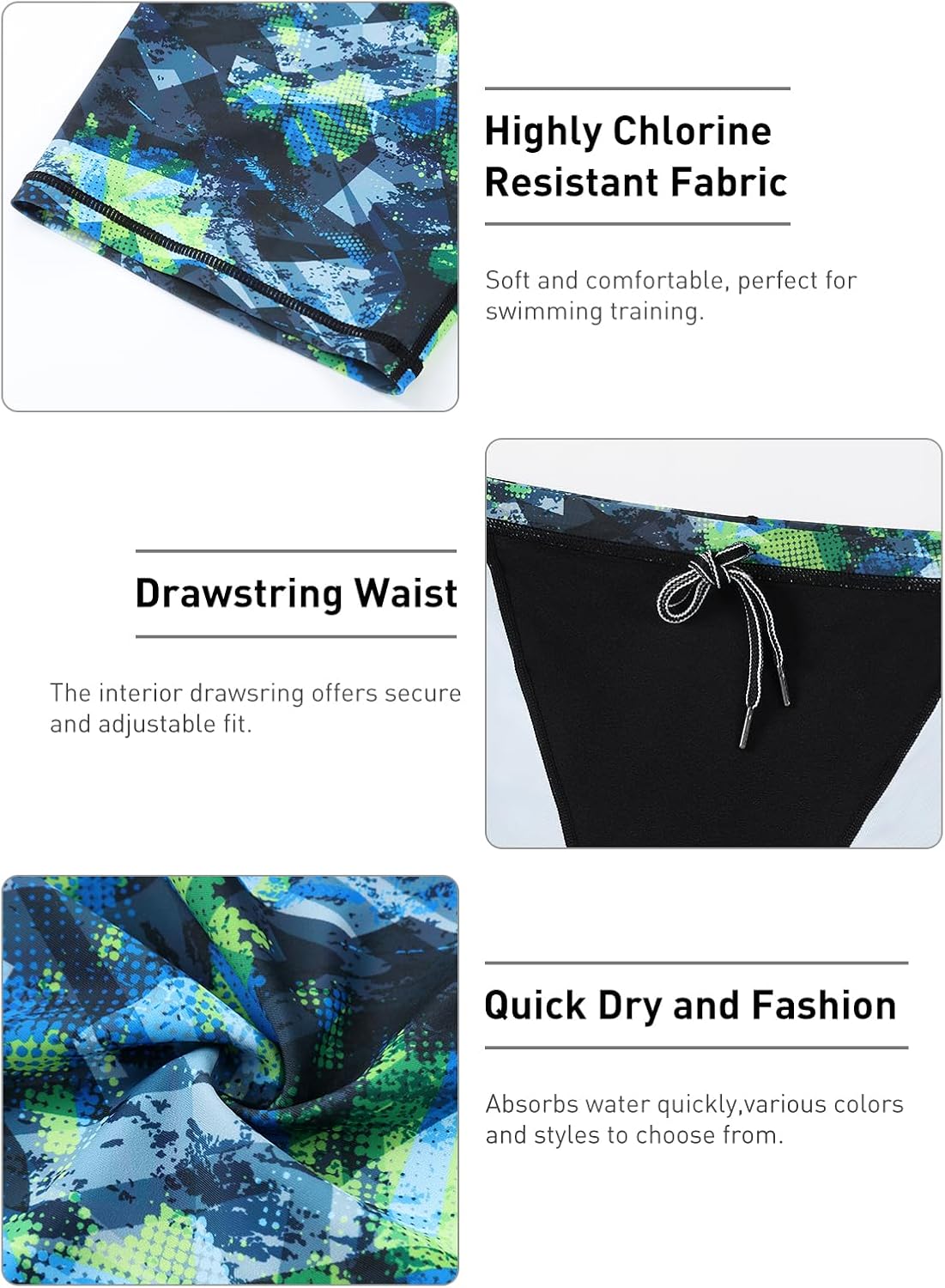 Mens-Swim-Jammers Athletic-Swimwear Quick-Dry-Shorts Durable-Team-Swimsuits - Drawstring Competition Swimming UPF50+ - Image 5