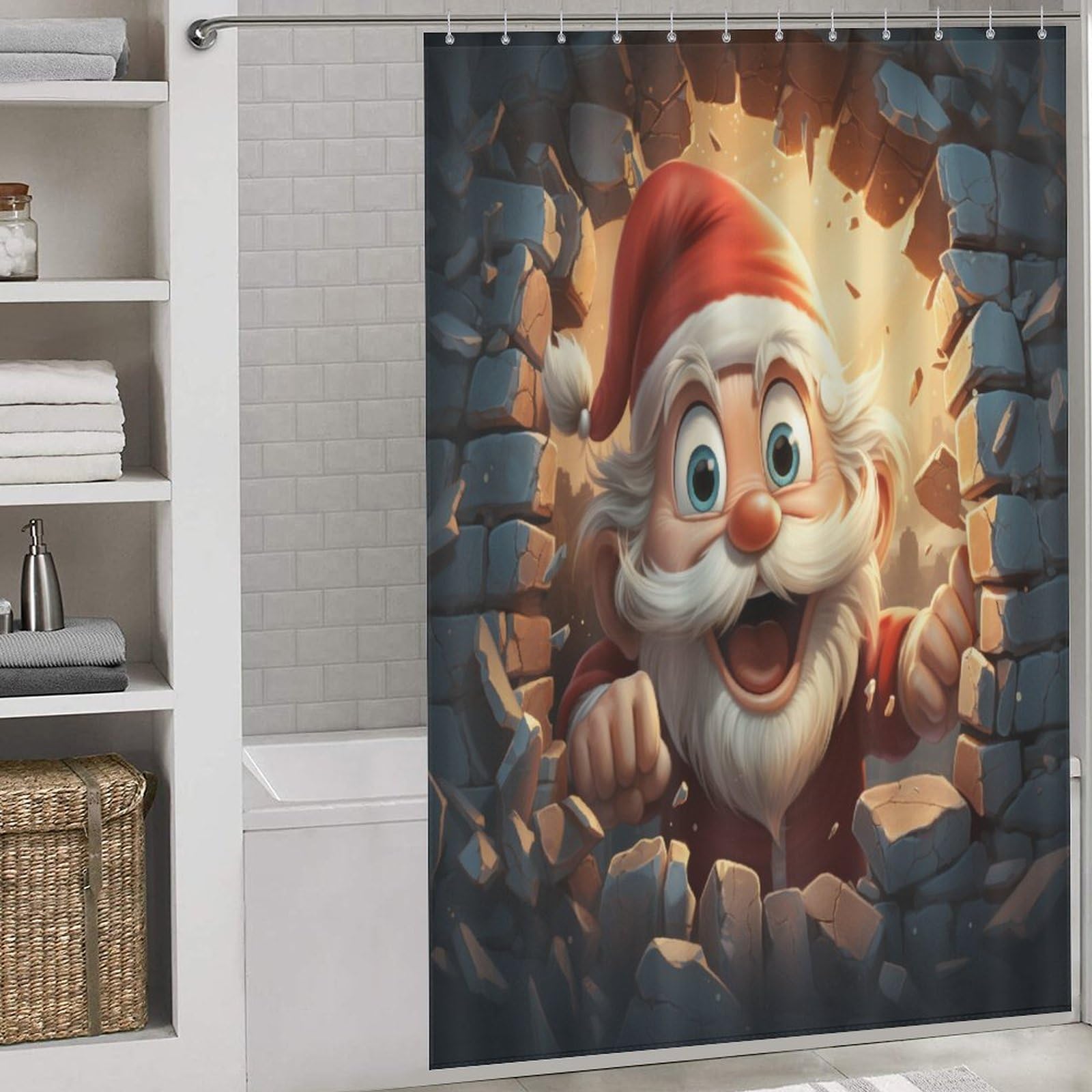 Rideau de douche Noël en tissu lavable pour transformer la salle de bain des enfants