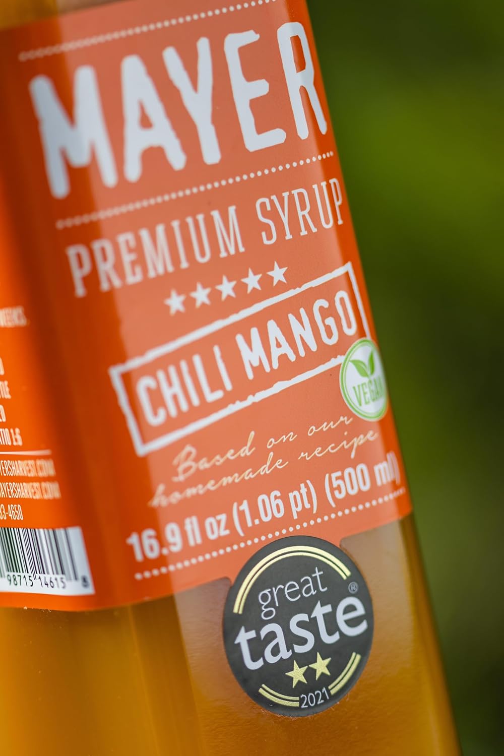 Mayer Premium Chili Mango Syrup – Award-Winning Organic Fruit Syrup, Crafted with 100% Real Fruits, All Natural, Vegan, Gluten-Free – Ideal for Cocktails, Coffee, Desserts, Cocktails (16.9 oz)