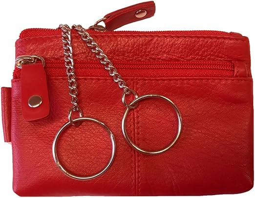 Schlüsseletui Aus Echtem Leder - Doppelter Reißverschluss Autoschlüsselhalter Geldbörse