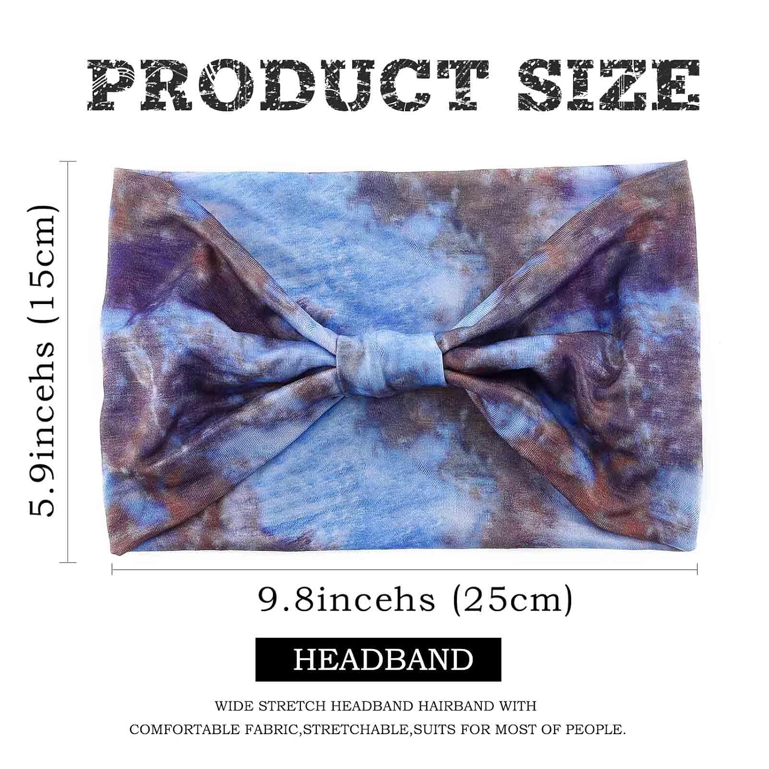 Acenail Wide Boho Headbands Turban Knotted HeadbandStretch Non Slip Hairbands Workout Head Wraps Yoga Head Scarfs Fashion Hair Accessories for Women 4Pcs image 5