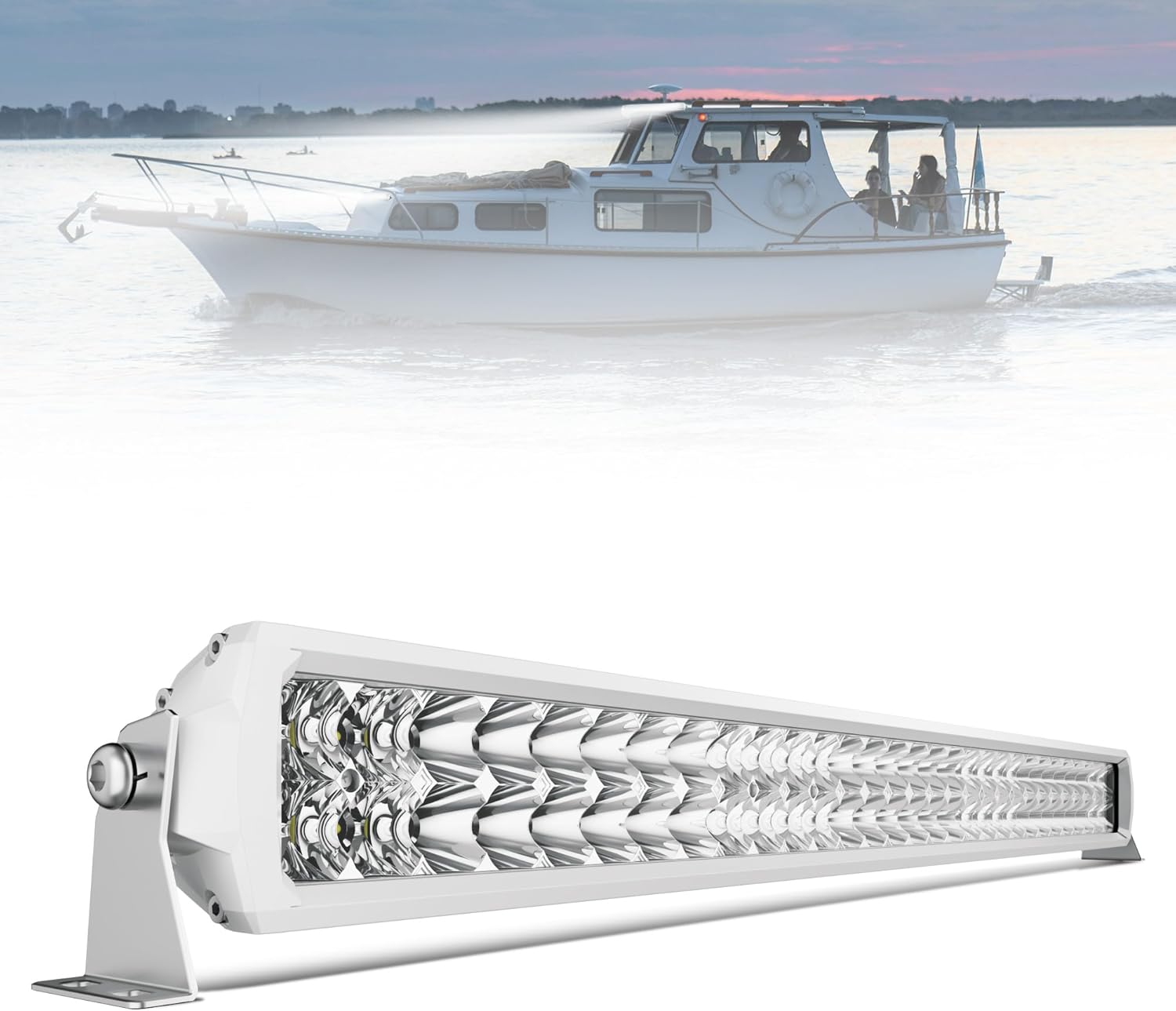 4WDKING 12 Inch LED Light bar, IP68&IP69K Waterproof Led Boat Light, White Dual Row Flood and Spot Combo Beam Off-Road Lights for Pickup 4x4 Truck ATV UTV Boat