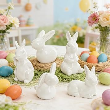 ZAVOOS 5 Pack Easter Bunny Figurine