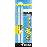 PILOT FriXion Ball Clicker Erasable Gel Ink Retractable Pen, Extra Fine Point, 0.5mm, White Barrel, Black Ink, 2 Pack – view 1