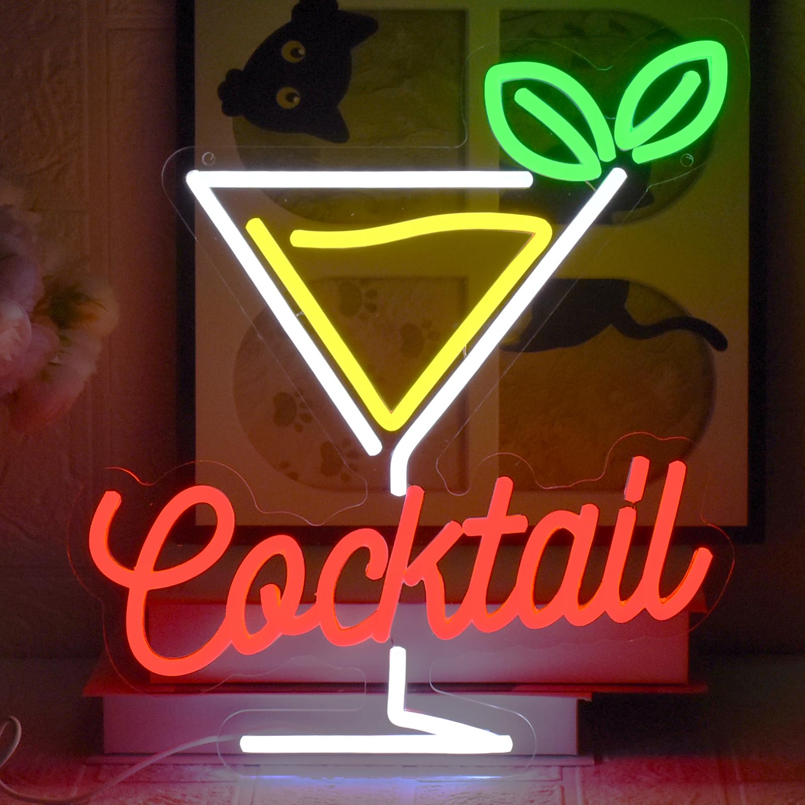 Uexnkj-Y Cocktail Neon Sign Bar Signs Usb Powered With Dimmable Switch Led Neon Light, Suitable For Bar, Club, Party, Nightclub, Gift Wall Decoration