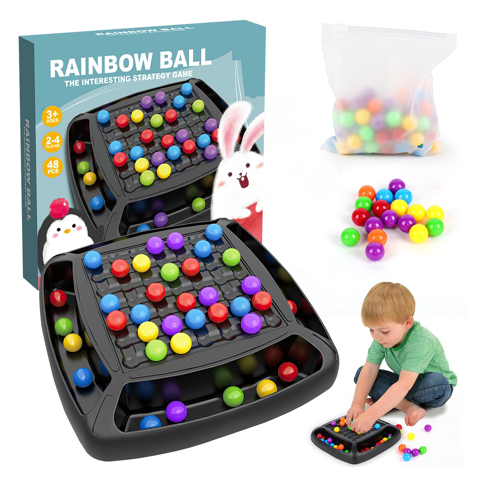 Intellectual Chessboard - Dual Duel, Strategy Board Games Chess Board, Rainbow Ball Elimination Game, Funny Tabletop Interactive Matching Game, Family Game Party Game for Kids and Adults