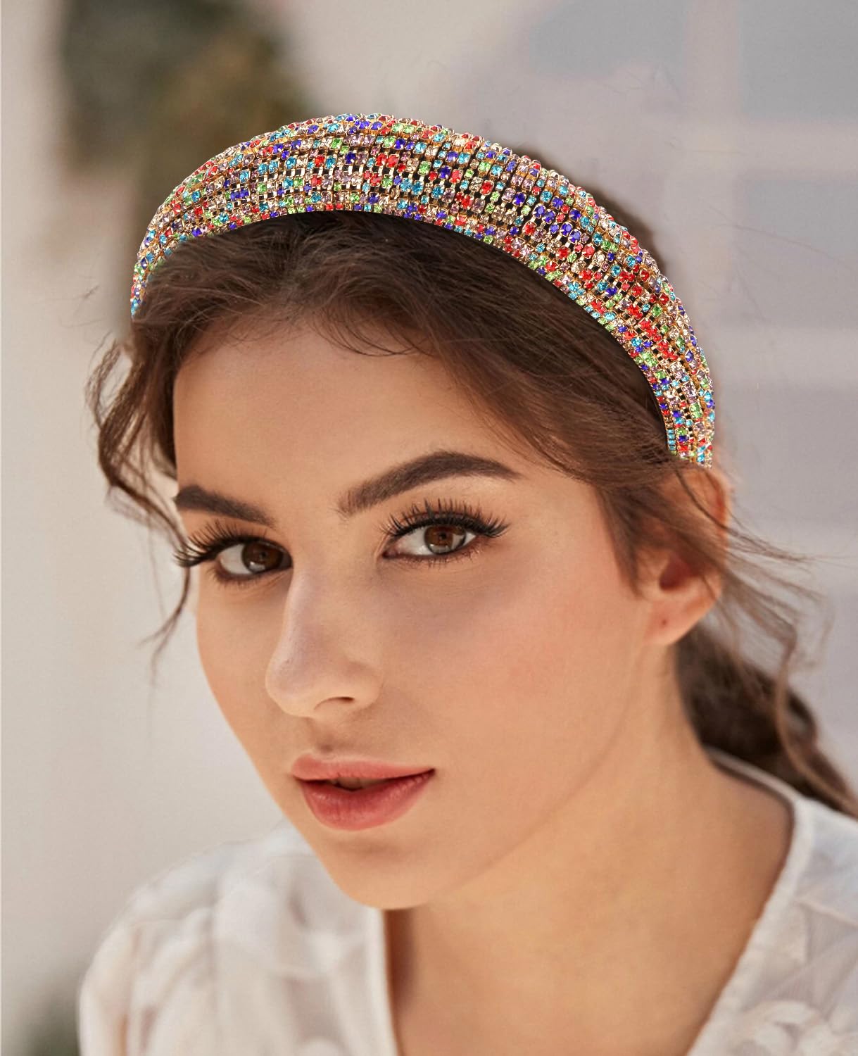? Shiny Rhinestones Padded Headband Iridescent Crystals NWOT Rhinestone Headband - Padded Heart Hair Band main image 2
