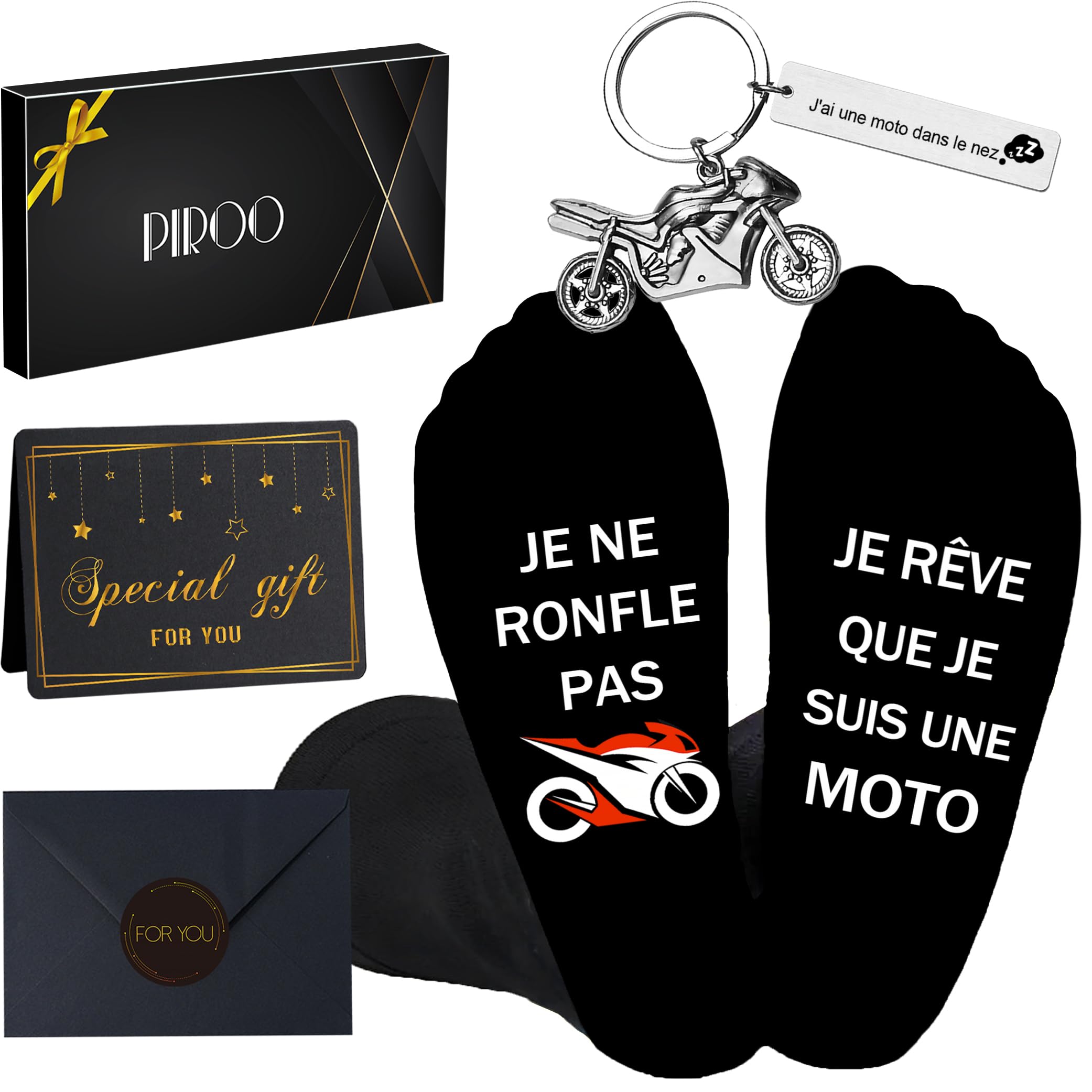 Lot De 3 Paires De Chaussettes Fun - Thème Guitare & Moto - Messages Inspirants - Coton élastique - Cadeau Homme Musicien