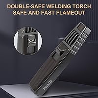 Vista 4 de Encendedor de butano, soplete de soldadura, estilo nogal negro, soplete de cocina recargable, resistente al viento, ajustable, llama solar, soplete