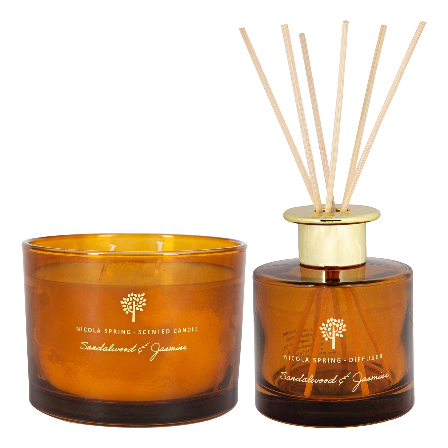 Scented Candle & Reed Diffuser Set - 350g - Sandalwood & Jasmine