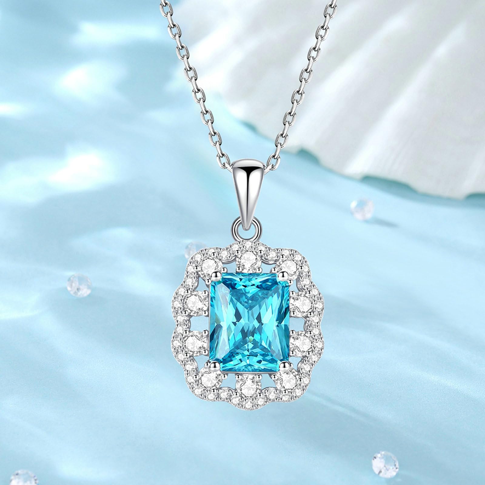 Collar de oro blanco con piedras preciosas de 9/14/18 quilates para mujer, collar con colgante de flor con forma radiante de topacio y moissanita de oro real AU375