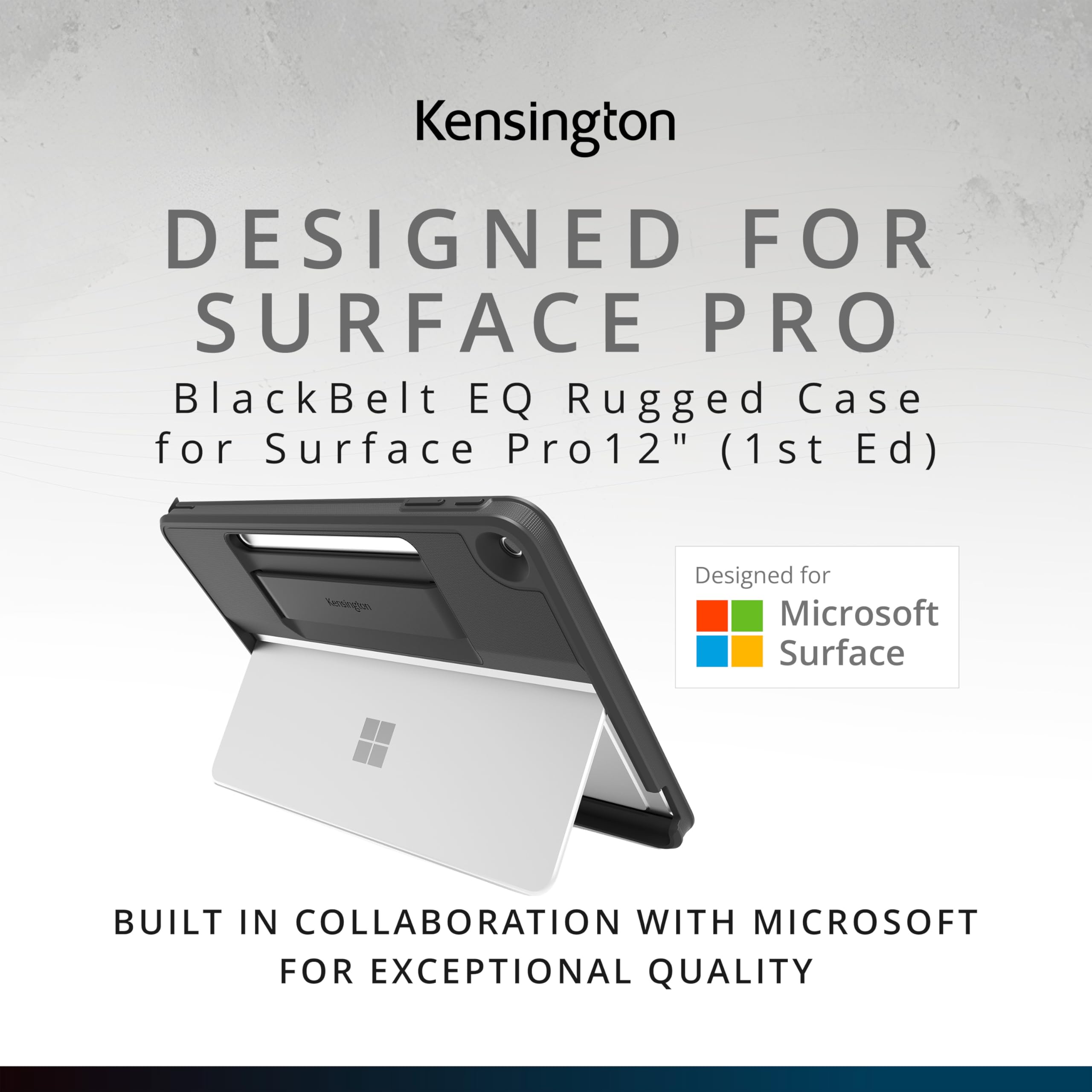 Kensington BlackBelt - Custodia robusta per Surface Pro 9, custodia protettiva per tablet Microsoft, resistente all'acqua e testata alle cadute per Surface Pro con cinturino da polso (K96541WW)