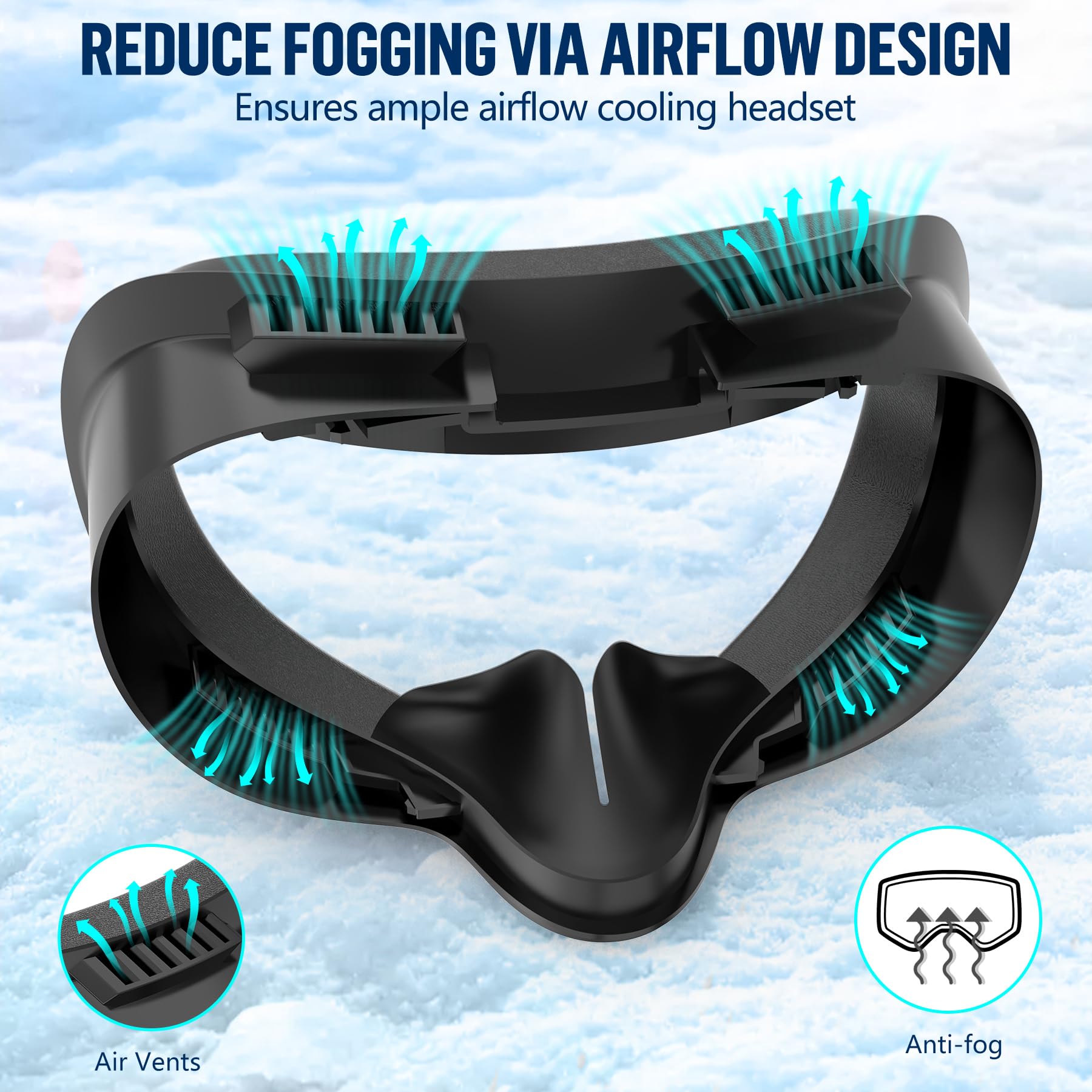 Cubrebocas e interfaz facial para accesorios Meta Quest 3S, espuma de piel sintética suave y algodón de seda de hielo, cojín de repuesto para Oculus Quest 3S, diseño a prueba de sudor y circulación de