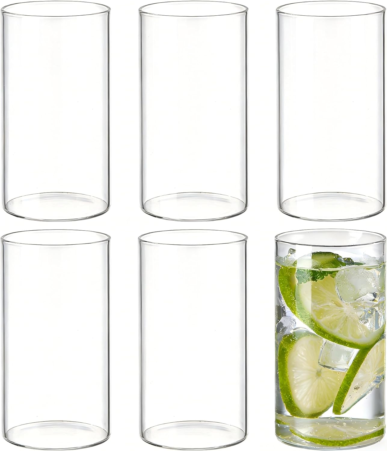 12-piece wine glass set, 11 oz clear stemless round glass, lead-free crystal glasses, suitable for parties, weddings and home (round-12pcs)