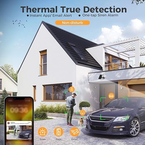 Miniatura 8 de XMARTO Sistema de cámara de seguridad PTZ solar 100% sin cables, 4 juegos de cámara CCTV QHD de 2K 4MP con NVR WiFi expandible 4K 10CH y