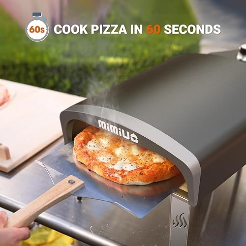 Miniatura 4 de Mimiuo Horno de pizza de gas al aire libre con sartén Sizzler de hierro fundido