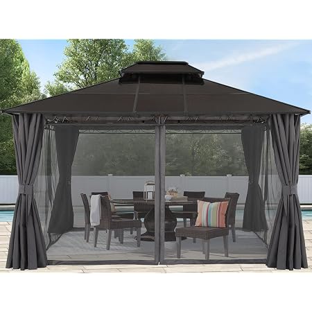 10x12 Double Roof Hardtop Patio Gazebo 