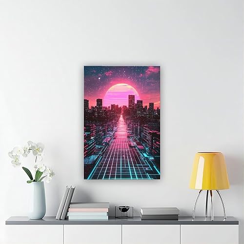 Miniatura 6 de Synthwave Vaporwave Wall Decor  Neon Pink Blue Retro Futuristic Poster Print Canvas Poster Wall Art Decor Print Picture Paintings for Living Room