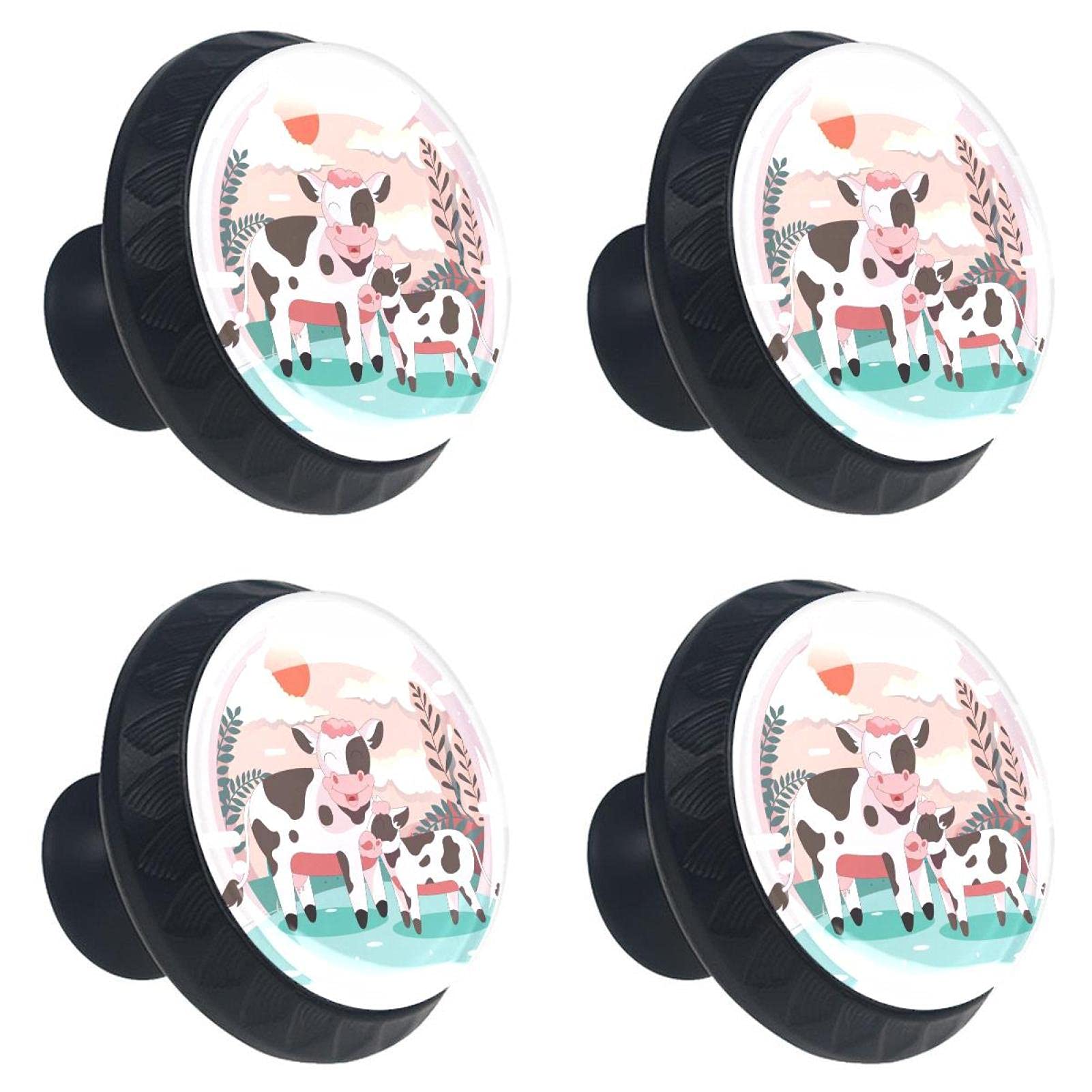 Boutons de tiroir vache en verre cristal x4 avec vis pour meuble