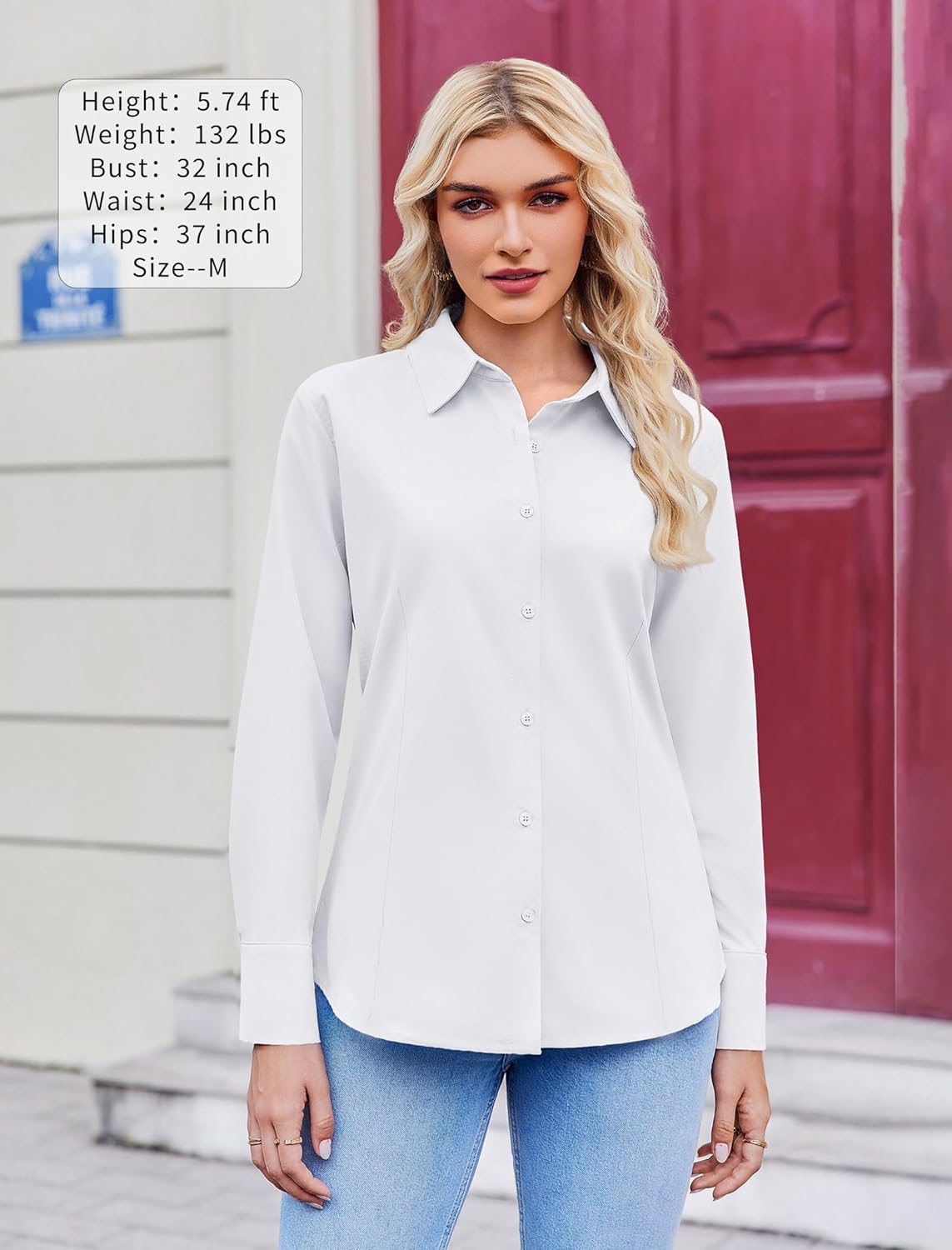 Zeagoo Button Down Shirts for Women Wrinkle Free Long Sleeve Collared Dress Blouses Casual Work Office Tunics Tops - Image 6