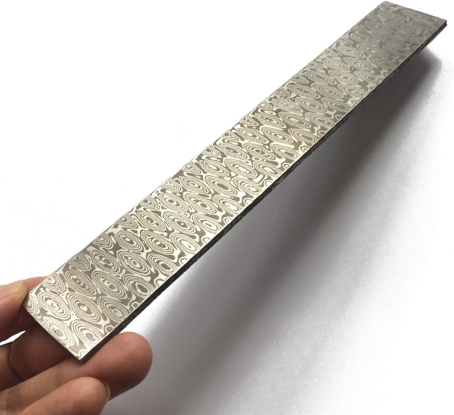 Stainless Damascus Steel Billet Blank Scale Knife Blade Bar - 200x30x3mm Rose Pattern