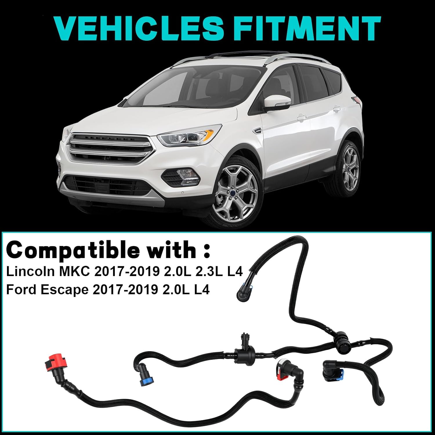 Vapor Canister Purge Valve Compatible with 2.0L Ford Escape/Lincoln MKC 2017-2019 Replaces GV6Z9D289B, GV619D289EG, GV619D289EF