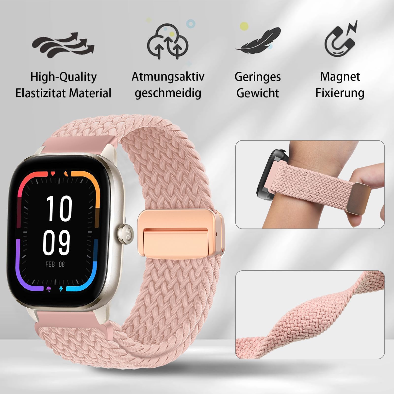 Cinturino per Amazfit Active, 20mm Sport Nylon Ricambio Elastica Cinturini per Amazfit GTS, GTS 4 Mini, GTS 4, GTS 3, GTS 2, GTS 2 Mini, GTR Mini, Amazfit Bip, Bip U, Bip U Pro, Bip 3, Bip 3 Pro