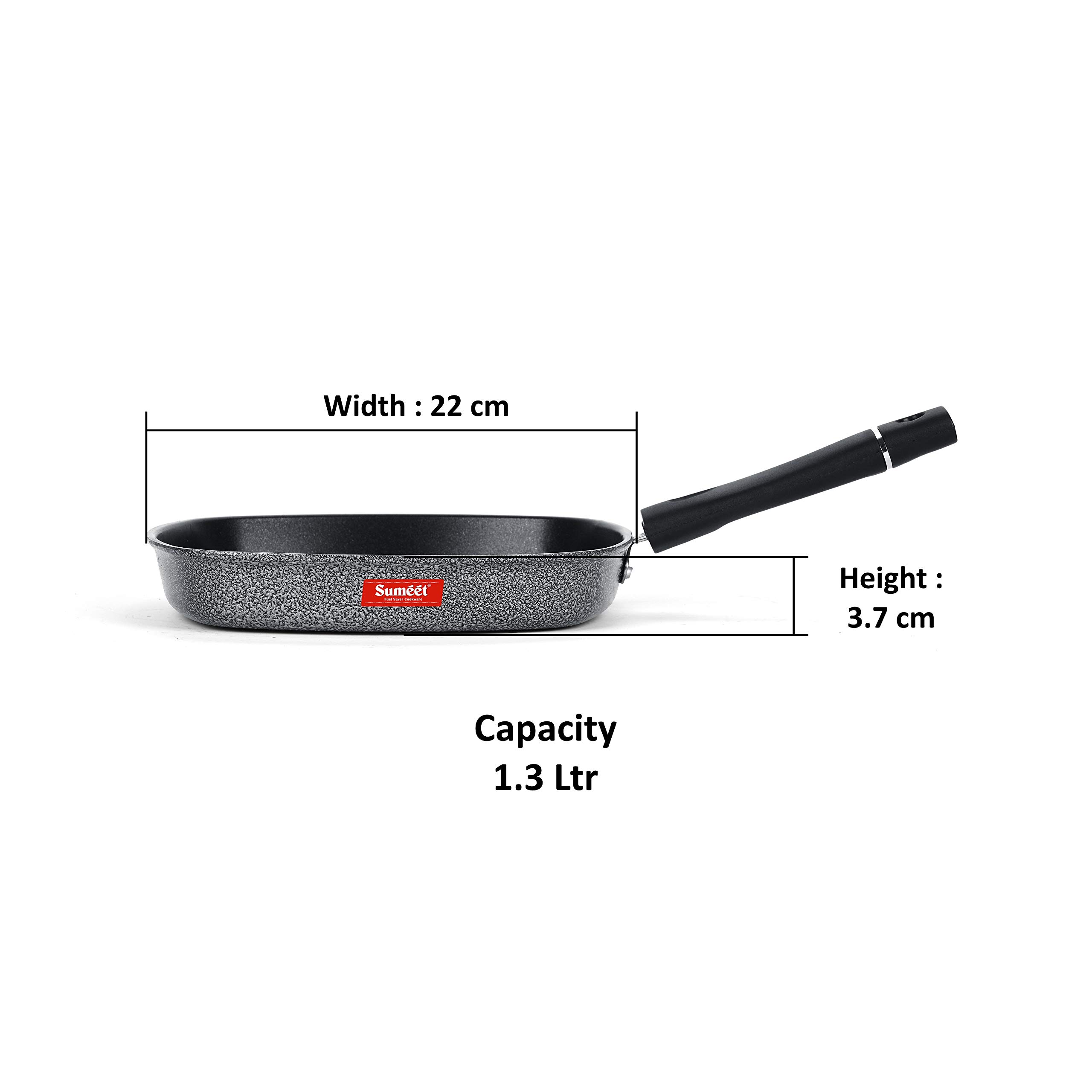 Sumeet 3.25mm Nonstick Grill Pan for sandwich, toast Gas Stovetop friendly 22cm (Black) 1