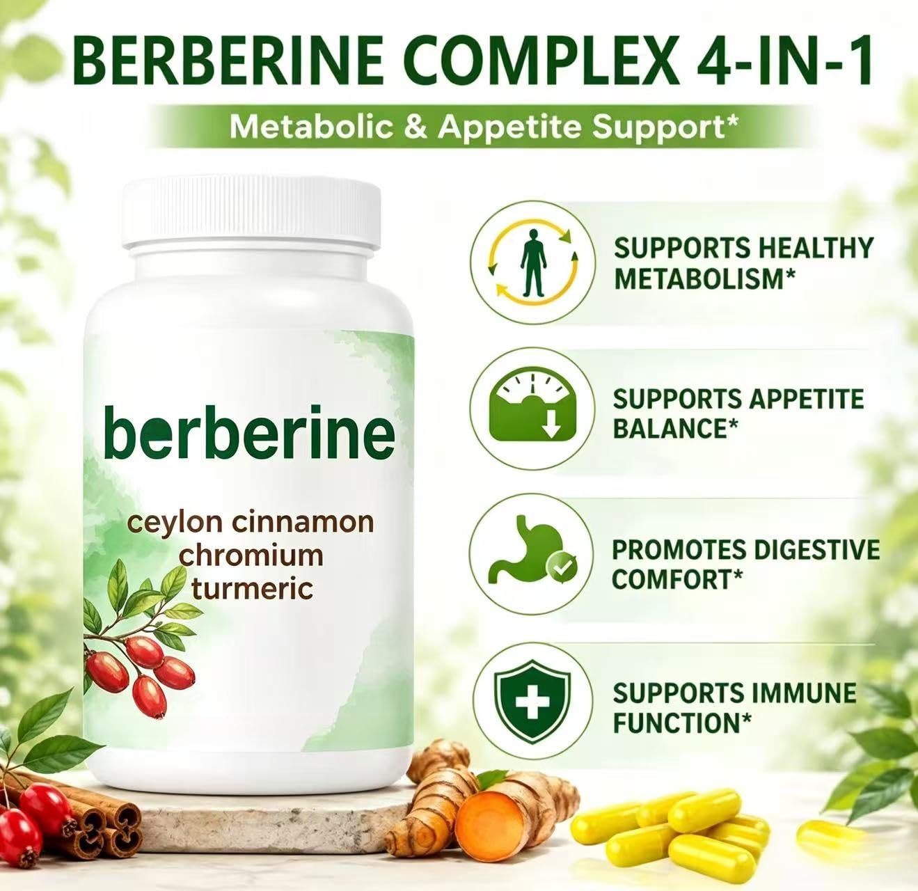 Complesso di berberina 3000 mg con cannella di Ceylon