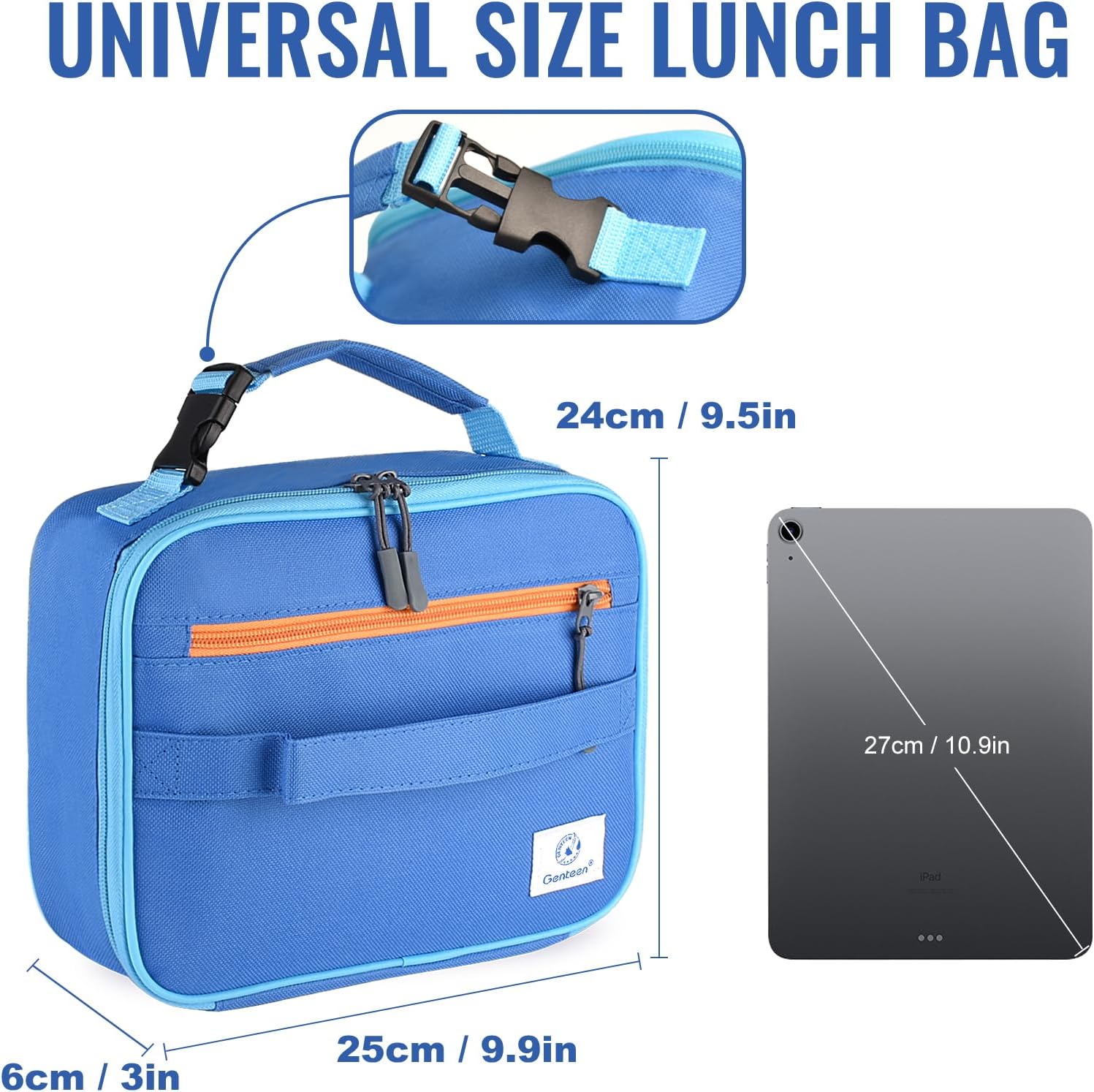 Genteen Lunch Box Kids,Insulated Lunch Bag Kids Boys Girls,Soft Bag Small Cooler Back to School Thermal Meal Tote Kit Lunch Box for School,Work,Outdoor (Blue) - Image 3
