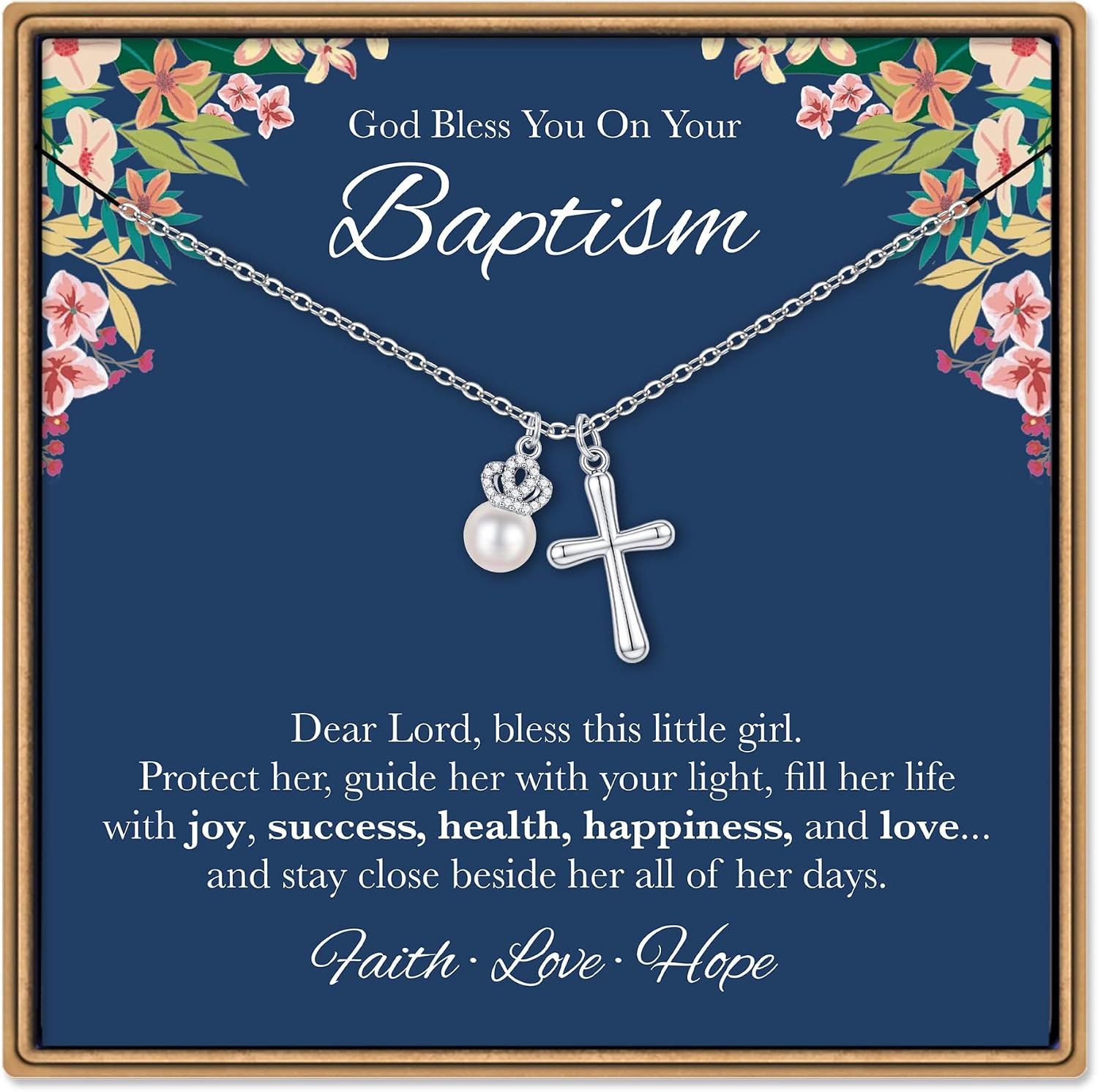 IEFLIFE Baptism Gifts for Girl - Cross Necklace for Girls Kids
