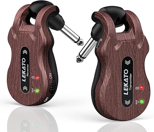 LEKATO Sistema de guitarra inalámbrica 5.8 transmisor de guitarra inalámbrico Receptor de audio recargable Transmisor inalámbrico Receptor de 4