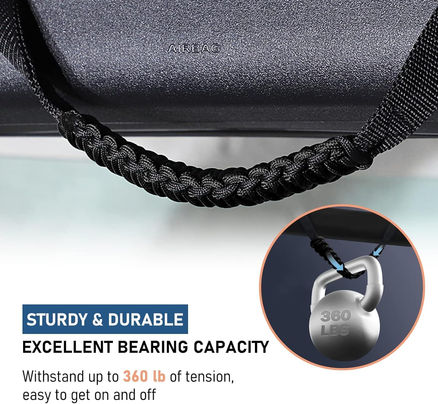 4 Pack Roll Bar Grab Handles Paracord Grip Handle for Ford Bronco 2021-2024 | 2 Door 4 Door Anti-slip Interior Accessories, Sturdy Oxford, Nylon Paracord Hand-woven Car Roll Bar Grab Handles Accessories