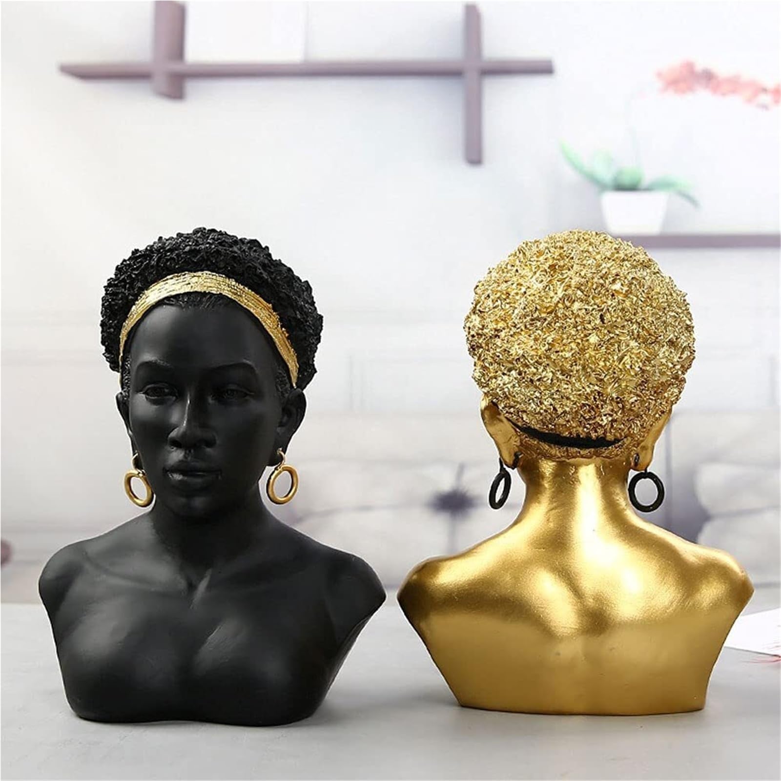 Decoración para el hogar Esculturas artísticas de Busto Negro, Estatua afroamericana decoración Moderna, Mujer Creativa Resina Regalos para recién Casados