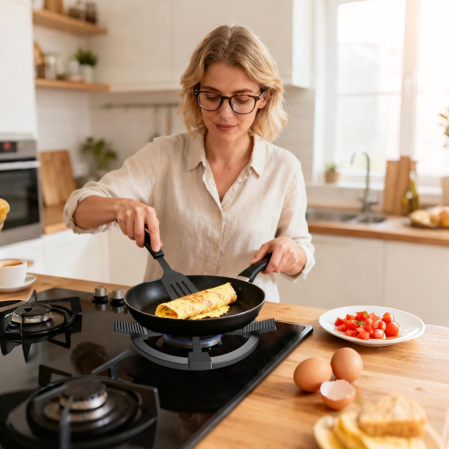 Stove Support Ring,Stove Stand with Non Slip Claws - Pan Holder - for Kitchen Restaurant Cooking Outdoor Camping Daily Meal Party