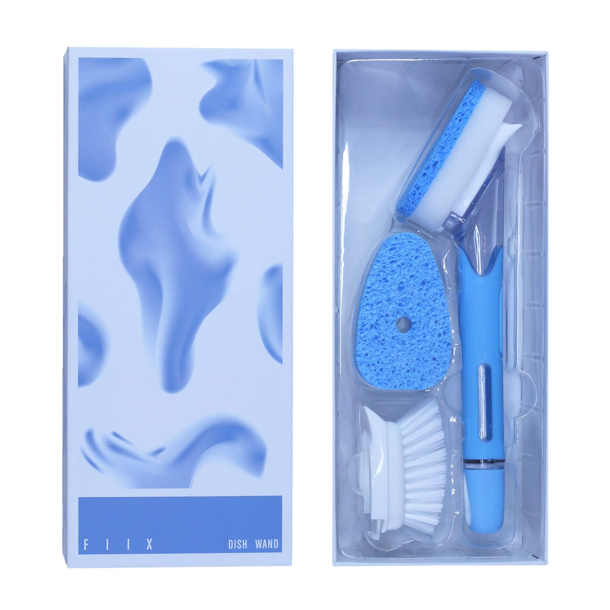 FIIX Heavy Duty Dish Wand with Built-in Soap Dispenser - Best Dish Sponge with Handle