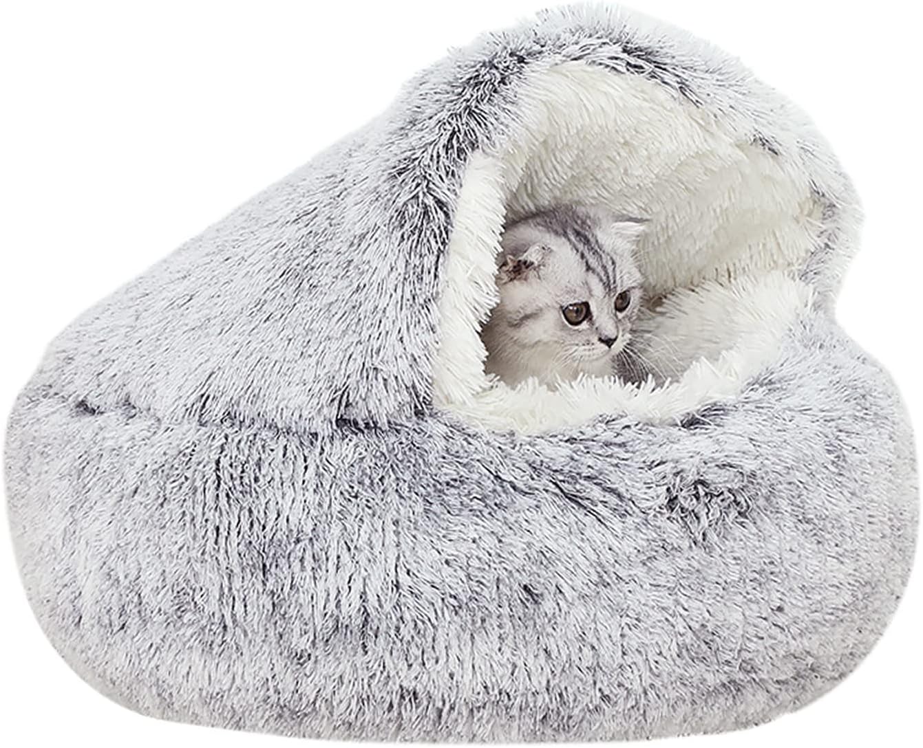 YUDANSI Cat Bed, 50cm Covered Cat Bed for indoor outdoor Cats Calming