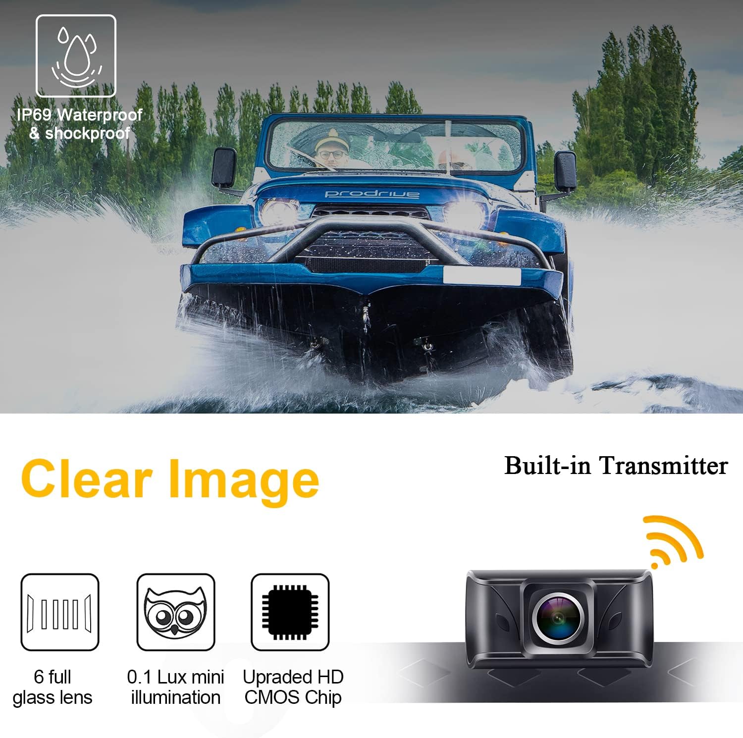 Rеvіеw Prоduсt Wireless Backup Camera for Truck Car HD 1080P Bluetooth Rear View Camera 5 Inch Split/Full Monitor Reverse Camera System Support Add 2nd License Plate Cameras/RV Cameras - AMTIFO A6