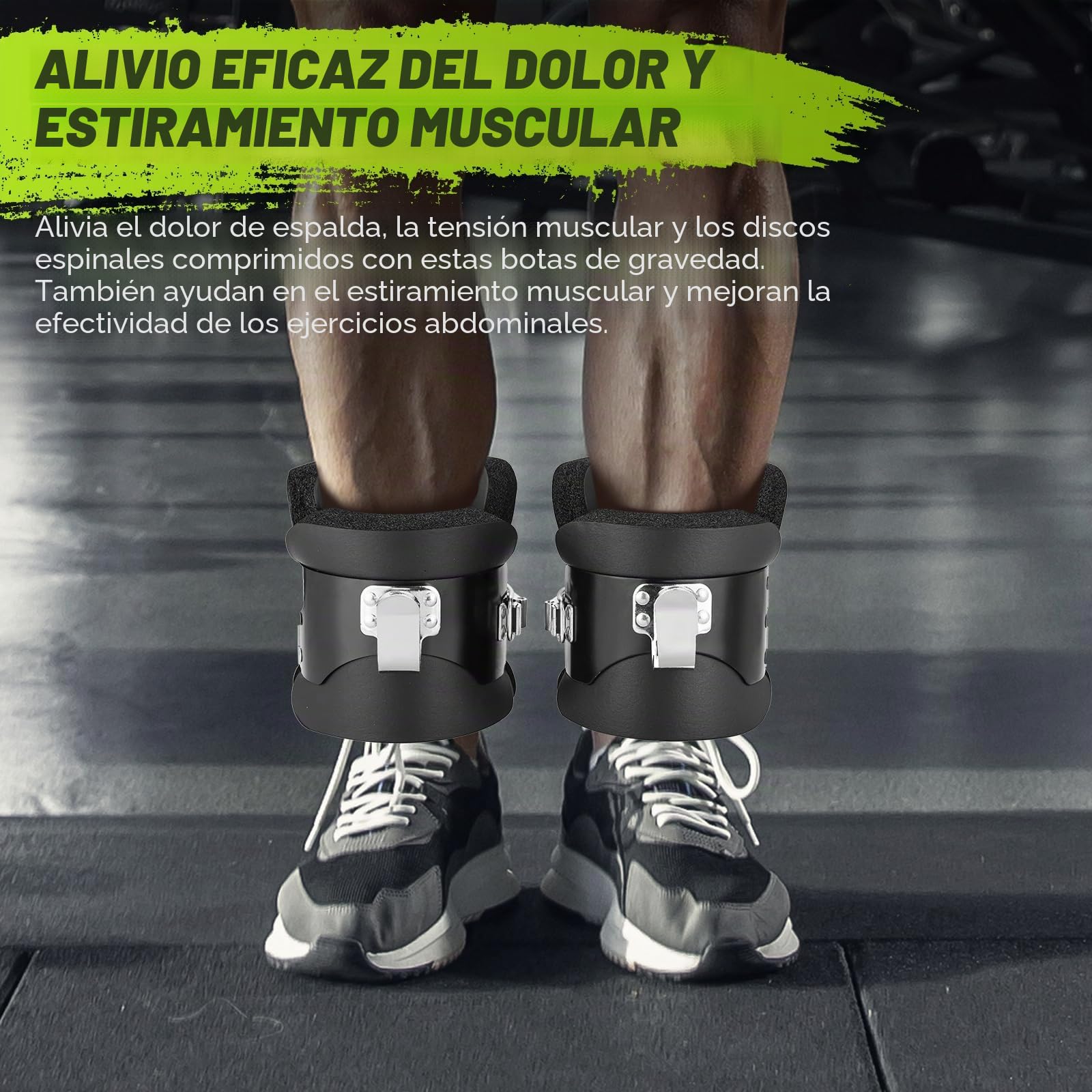 Botas de inversión de gravedad, botas de gravedad para colgar boca abajo con 2 ganchos de gravedad, botas de inversión antigravedad para ejercicio físico de gimnasio, abdominales, abdominales,
