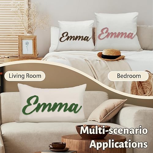 Miniatura 6 de Almohada lumbar con nombre bordado personalizado, funda de almohada con monograma personalizado, regalo para niñas, parejas, mujeres, almohadas